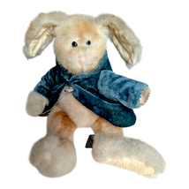 Boyd&#39;s Bears 12in Jointed Plush Bunny Rabbit Blue Green Coat 1985-1994 Retired - £11.72 GBP