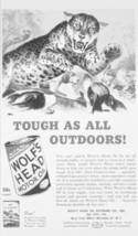 1956 Print Ad Wolf&#39;s Head Motor Oil Jaguar Attacks Dogs Oil City,PA - $14.86