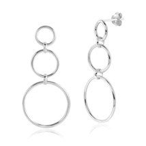 Contempo Trio of Stacked Circles .925 Sterling Silver Post Dangle Earrings - £11.32 GBP