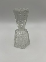 VTG Czech Cut Crystal Heavy Etched Perfume Bottle w Stopper - $27.10