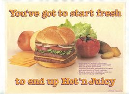 Wendy's Hamburgers You've Got to Start Fresh to End Up Hot &amp; Juicy Place... - $17.82