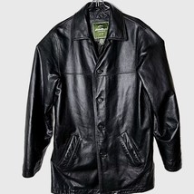 Eddie Bauer Jacket Men Tall Medium Genuine Leather Button Down  Black Coat - £59.97 GBP