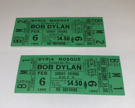 Bob Dylan 2 Full 1966 Unused Concert Tour Tickets Syria Mosque Robert Zimmerman - £168.17 GBP