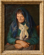 Portrait of Old Woman 1893 by Famous Russian Master Oil Painting on Canvas Frame - £2,877.68 GBP
