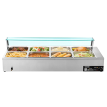 VEVOR Electric Steam Commercial Food Warmer, 1700W, Glass Cover, 8-Pan, ... - $406.99