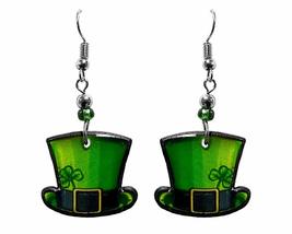 Leprechaun Top Hat St. Patrick&#39;s Day Themed Graphic Dangle Earrings - Womens Iri - £11.83 GBP
