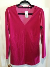 Soft Surrounding Women&#39;s XS Hot Pink Velvet Velour V Neck Top Shirt Tuni... - $41.58