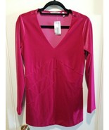 Soft Surrounding Women&#39;s XS Hot Pink Velvet Velour V Neck Top Shirt Tuni... - £32.58 GBP
