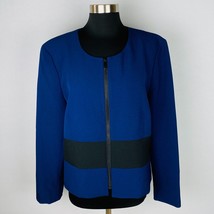 Kasper Blazer Jacket Womens Colorblock Blue Black Collarless Full Zip Li... - £24.34 GBP