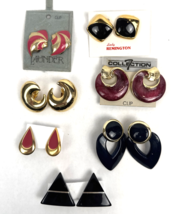 Vintage Clip On Earring Lot Enamel Statement Large Gold Black Pink - €39,64 EUR