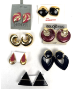 Vintage Clip On Earring Lot Enamel Statement Large Gold Black Pink - €39,43 EUR