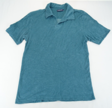 Frescobol Carioca Mens French Terry Short Sleeve Polo Shirt Size L Teal ... - $28.45