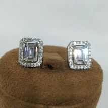 925 Sterling Silver 2.00Ct Emerald Cut Cubic Zirconia Square Stud Earrings Gift - £18.39 GBP