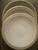 Pfaltzgraff CAPPUCCINO Dinner Plates 11&quot; Cream with Tan Stripes (3) - $35.00