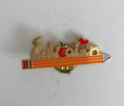 Vintage Education Pencil Gold Tone Teachers Lapel Hat Pin - £6.47 GBP