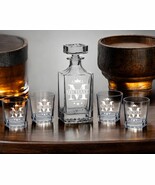 Personalized Whiskey Decanter Set with 4 Matching Glasses And Gift Box - $59.99
