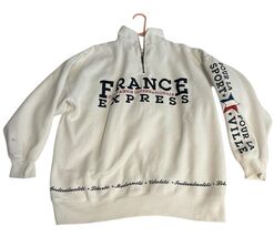 Vtg France Compagnie International Express Sweatshirt M 1/2 Zip Spell Ou... - $75.95