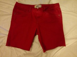 WOMENS JOLT RED CUT OFF JEANS JEAN SHORTS UNHEMMED 13 COTTON POLY SPANDE... - $16.19