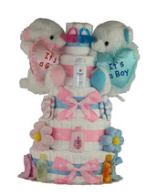 Twins-Boy and Girl Love them Diaper Cake - $157.00