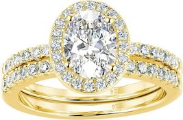 3.50 Ct Oval Cut Diamond Bridal Set Wedding Ring 14k Yellow Gold Finish - £144.34 GBP