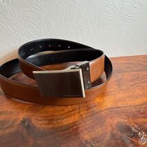 Perry Ellis Mens Reversible Belt Brown Black Plaque Buckle 32 1P06020 - $15.25