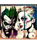 Harley Quinn  and Joker Paint Splatter Style Cup Mug Tumbler 20oz - £15.80 GBP