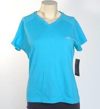 Reebok Playdry Blue Short Sleeve V Neck Tee T Shirt Women&#39;s  Small S NWT - £14.61 GBP