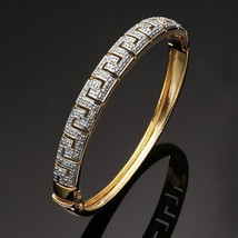 5Ct Round Cut Simulated Diamond Pretty Bangle Bracelet Gold Plated 925 Sliver - £155.33 GBP