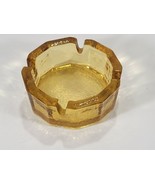 Vintage Amber Yellow Glass Ashtray 4” Round Heavy Hammered Mid Century MCM - $29.87 CAD