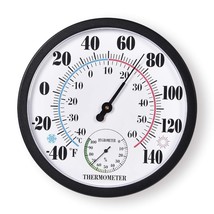Indoor Outdoor Thermometer Weather Resistant Large Numbers - 10.5&#39;&#39; Hygr... - £21.01 GBP