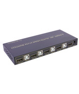Hdmi Kvm Switch 4 Port Auto Hotkey Usb 2.0 With 4 Set Cable Remote Control - £66.69 GBP