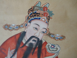 Antique Chinese Scroll God of Fortune C1900 - $179.99