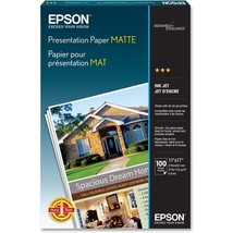 Epson Presentation Paper MATTE (11x17 Inches, 100 Sheets) (S041070),White - $37.81