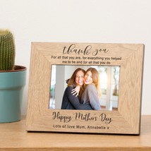 Personalised Mother&#39;s Day Gift &quot;Thankyou&quot; Wooden Photo Frame 6 x 4 Gift For Mum  - £11.98 GBP