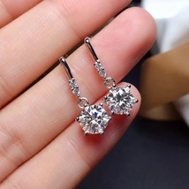 new moissanite earrings  women silver stud earrings 925 sterling silver shiny ge - $77.09