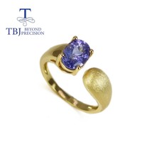 1.5ct Natural blue tanzanite oval 6*8mm adjustable women ring 925 sterling silve - £147.53 GBP