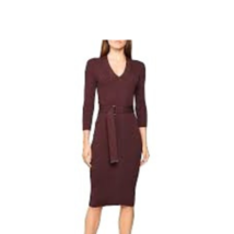 Calvin Klein Belted Midi Dress Size-L Brown - $49.48