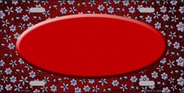Red Purple Flower Doodles Oval Print Oil Rubbed Metal Novelty License Plate - £14.84 GBP