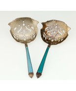 Superbe Watson Argent Sterling Émail Percé Cuillère Deux Pièce Ensemble - $3,967.68 MXN