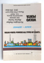 Volvo Penta Motors Huntington Harbor Marine California 40 Strike Matchbook Cover - $1.75