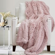 The Connecticut Home Company Soft Fluffy Warm Shag and Sherpa Throw Blanket, - £31.96 GBP