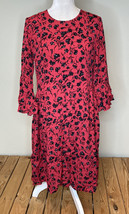 downeast NWOT women’s bell sleeve floral MIDI dress Size S Red Black Floral N2x2 - £12.51 GBP