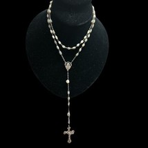 VINTAGE Sterling Silver EXI  MOTHER OF PEARL ROSARY BEADS CROSS LOVELY 27&quot; - $1,884.61 MXN