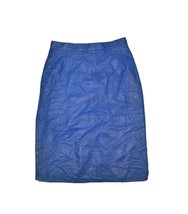 Erez Wrinkled Leather Skirt Womens 4 Blue Midi Pencil Lined Soft Knee Le... - $31.78