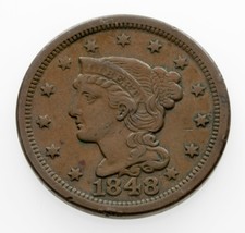 1848 Grand Cents En Extra Fin XF État, Marron Couleur, Original XF - $123.74