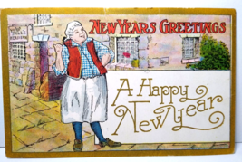 New Year Postcard English Pub Ye Bulls Head Inn Cobblestones Embossed Vintage - $17.33