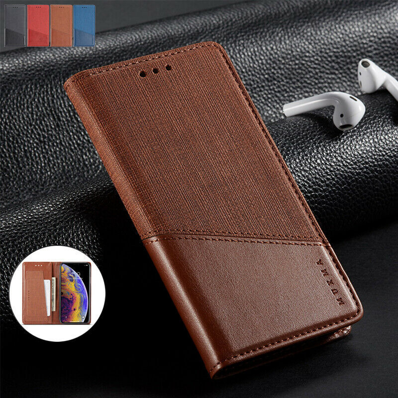 For Samsung S9 S20FE S21+ A21S A51 Canvas Leather Wallet Magnetic Flip Case