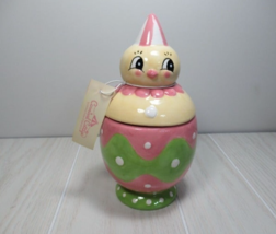 Johanna Parker Easter Chick in egg Covered Jar Canister pink green yellow new - £27.69 GBP