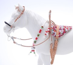 Western Red Bareback Pad Hackamore Headstall Bridle with Rhythm Beads for Schlei - £17.54 GBP