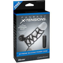 Pipedream Fantasy X-tensions Vibrating Extreme Silicone Power Cage Black - £34.33 GBP